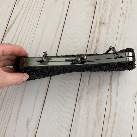 Black Sequin and Bead Evening Clutch/Bag - Picture 3 of 9